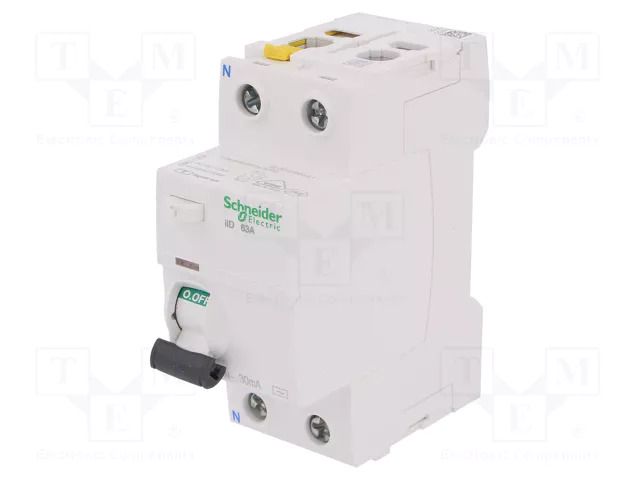 RCD breaker; Inom: 63A; Ires: 30mA; Poles: 2; 400VAC; IP20; 1÷25mm2 SCHNEIDER ELECTRIC A9Z11263
