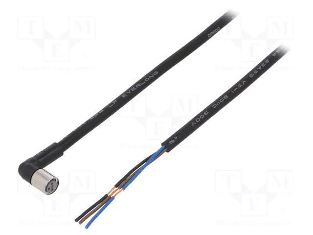 Cable: for sensors/automation; M8; PIN: 3; angled; Len: 5m; plug; 1A OMRON XS3FM8PVC3A5M