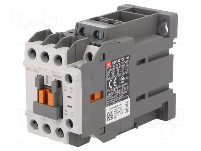 Contactor: 3-pole; NO x3; Auxiliary contacts: NO + NC; 24VDC; 18A LS ELECTRIC MC-18B-24VDC
