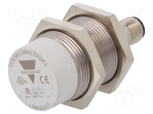 Sensor: inductive; OUT: PNP / NO; 0÷15mm; 10÷36VDC; M30; IP67; 200mA CARLO GAVAZZI ICB30S30N15POM1