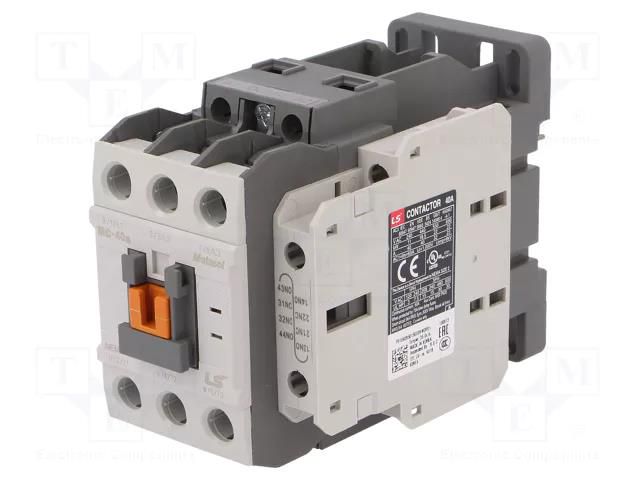 Contactor: 3-pole; NO x3; Auxiliary contacts: NO + NC; 24VDC; 40A LS ELECTRIC MC-40A-24VDC