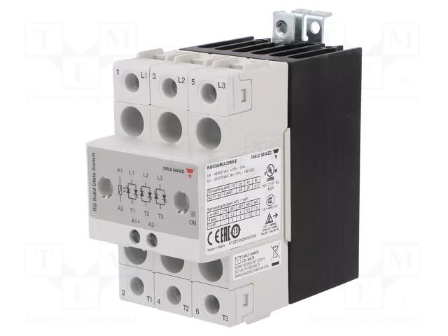 Relay: solid state; 20A; Uswitch: 42÷660VAC; 3-phase; -40÷70°C CARLO GAVAZZI RGC3A60A20KKE