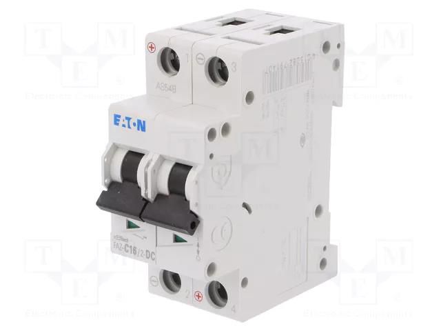 Circuit breaker; 250VDC; Inom: 16A; Poles: 2; Charact: C; 10kA; IP20 EATON ELECTRIC FAZ-C16/2-DC