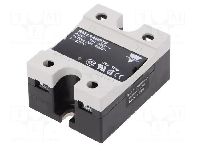 Relay: solid state; Ucntrl: 4÷32VDC; 75A; 42÷530VAC; RM1; 1-phase CARLO GAVAZZI RM1A48D75