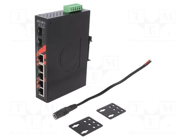 Switch Ethernet; unmanaged; Number of ports: 7; 12÷48VDC; RJ45 ANTAIRA LNX-0702C-SFP-T