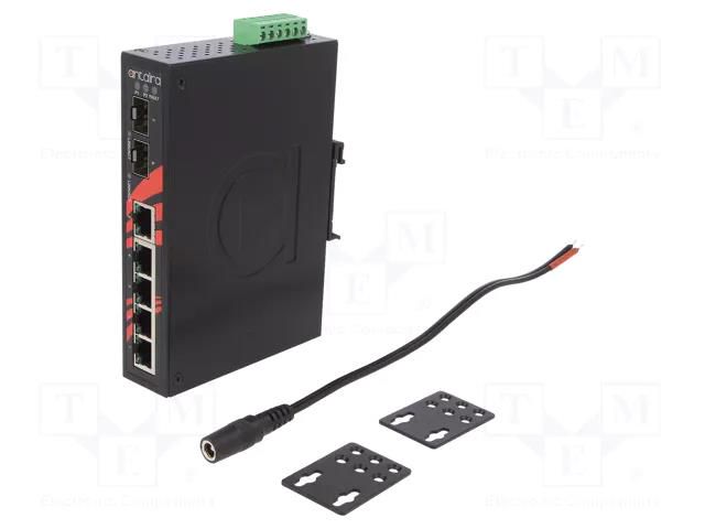 Switch Ethernet; unmanaged; Number of ports: 7; 12÷48VDC; RJ45 ANTAIRA LNX-0702G-SFP