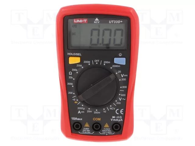 Digital multimeter; LCD; VDC: 200mV,2V,20V,200V,600V UNI-T UT33D+