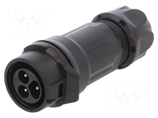 Connector: circular; plug; male; MRD; 10A; PIN: 3; IP67; straight AMPHENOL COMMUNICATIONS SOLUTIONS MRDBJ03M16000