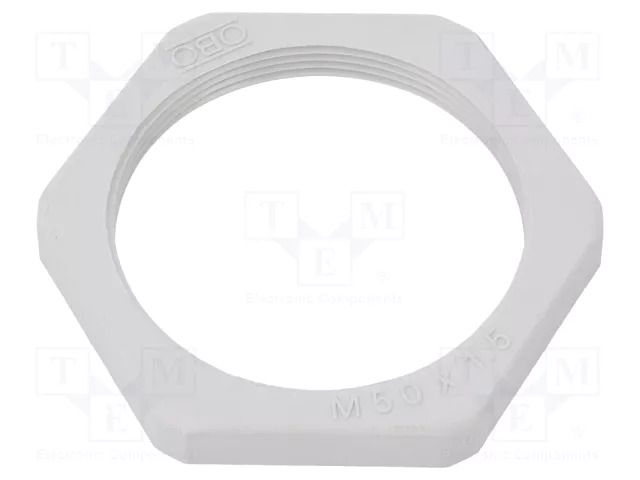 Nut; M50; polyamide; Thk: 8mm; Spanner: 60mm; light grey; Pitch: 1.5 OBO BETTERMANN OBO-2048965