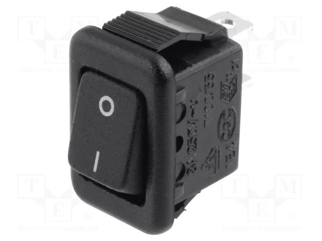 ROCKER; SPST; Pos: 2; ON-OFF; 3A/250VAC; black; none; 20mΩ; UL94V-2 CANAL ELECTRONIC MR5-110-F5-BBWC-3