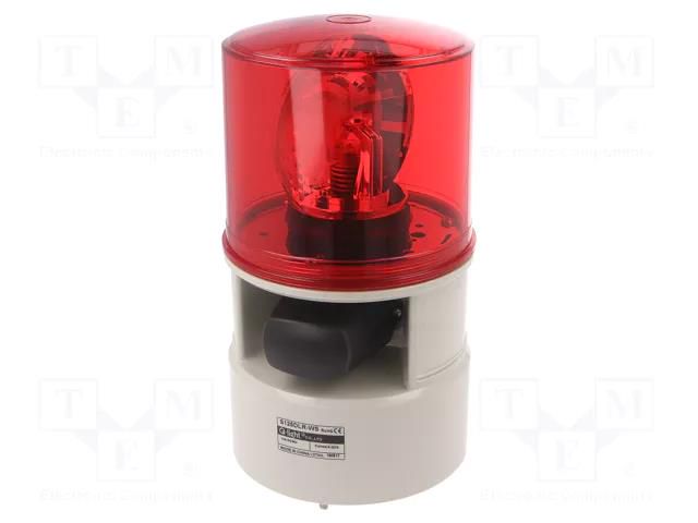 Signaller: lighting-sound; 24VDC; siren,rotating light; LED; red QLIGHT S125DLR-WS-24-R