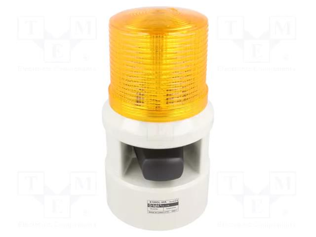 Signaller: lighting-sound; 24VDC; LED; amber; IP54; Ø119x226mm QLIGHT S100DL-WA-24-A