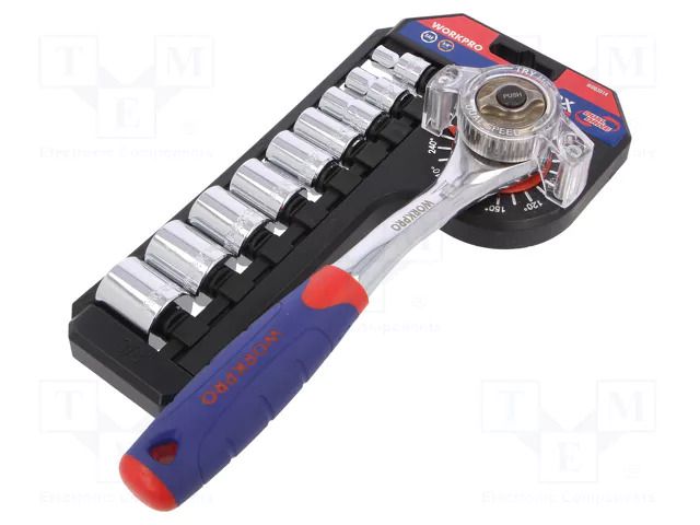 Wrench-set; 6-angles,socket spanner,adjustable; steel; 3/8" Workpro WP-W003014WE