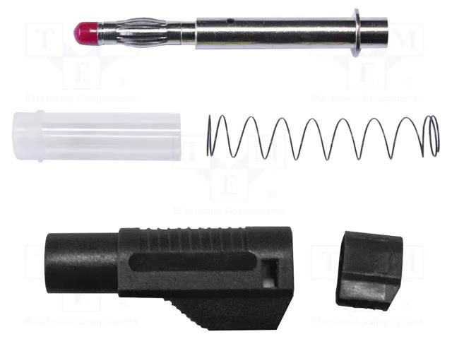 Connector: 4mm banana; plug; 20A; 1kVAC; black; soldered; brass MUELLER ELECTRIC BU-32614-0