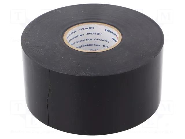 Tape: electrical insulating; W: 50mm; L: 30m; Thk: 0.25mm; black HELLERMANNTYTON HTAPE-WRAP-25BK