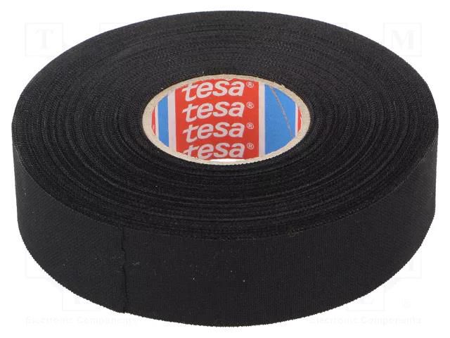 Tape: textile; W: 25mm; L: 25m; Thk: 0.3mm; Automotive; black; 150°C TESA TESA-51006-25/25