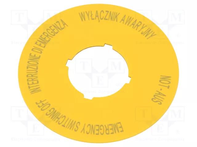 Description label; 22mm; -25÷70°C; IP66; Dim: Ø60mm EATON ELECTRIC M22-XBK5