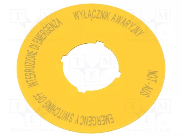 Description label; 22mm; IP66; Dim: Ø60mm; for emergency button EATON ELECTRIC M22-XBK5