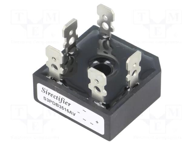 Bridge rectifier: three-phase; 1.6kV; If: 35A; Ifsm: 420A; THT SIRECTIFIER S3PDB3516AV-SIR