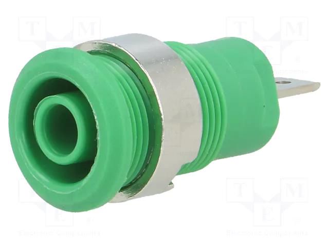 Connector: 4mm banana; socket; 24A; 1kV; Cutout: Ø12.2mm; green STÄUBLI SLB4-F/N-X-25