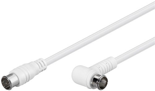 Angled SAT Antenna Cable (80 dB), Double Shielded, 2.5 m, white - F plug (quick) > F plug (quick) 90° (fully shielded) 67348