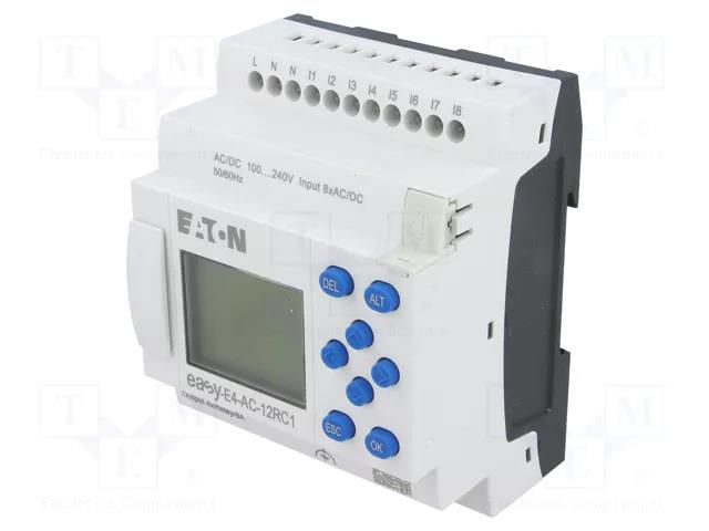 Programmable relay; 8A; IN: 8; Analog in: 0; Analog.out: 0; OUT: 4 EATON ELECTRIC EASY-E4-AC-12RC1