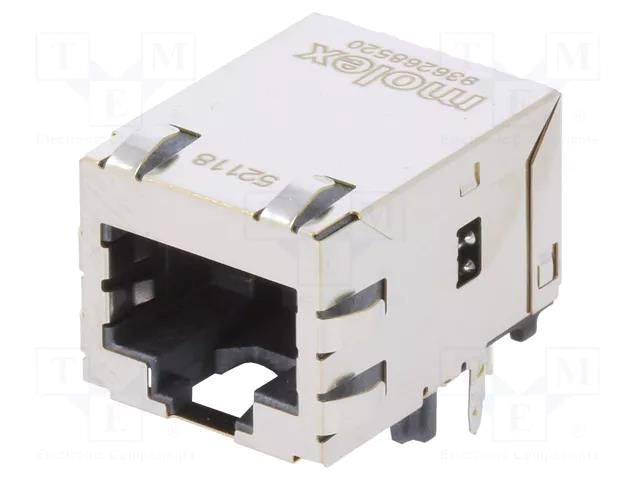 Connector: RJ45; socket; MXMag; PIN: 8; shielded; gold-plated; THT MOLEX MX-93626-8520