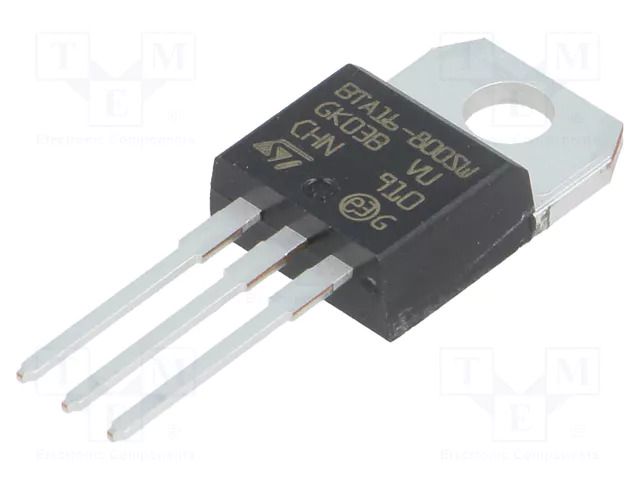 Triac; 800V; 16A; TO220ABIns; Igt: 10mA; logic level STMicroelectronics BTA16-800SWRG