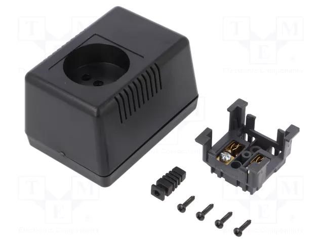 Enclosure: for power supplies; without earthing; X: 65mm; Y: 90mm MASZCZYK KM-49C/BK