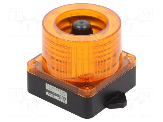 Signaller: lighting-sound; 10÷30VDC; LED; amber; IP66; Ø136x126mm QLIGHT QWCD35-12/24-A