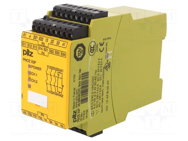 Module: safety relay; Usup: 24÷240VAC; Usup: 24÷240VDC; IN: 5; OUT: 4 PILZ PZ-777313