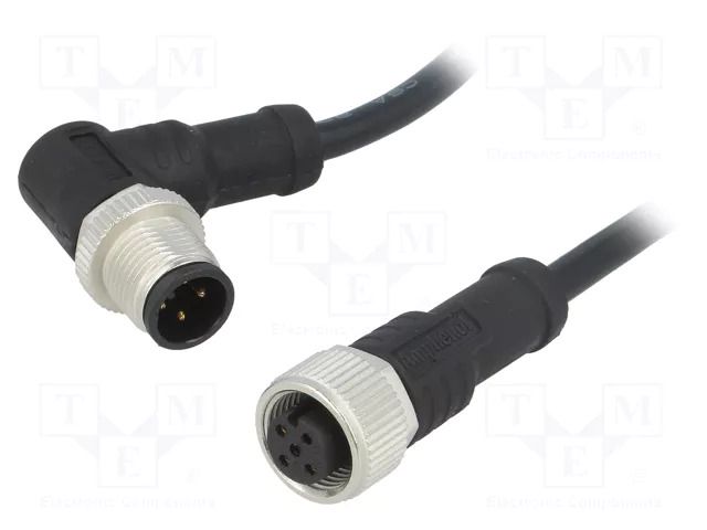 Cable: for sensors/automation; PIN: 4; with metal nut; plug; 250V AMPHENOL LTW M12A04FL12AMRSD001