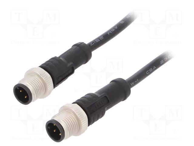 Cable: for sensors/automation; PIN: 4; with metal nut; plug; 250V AMPHENOL LTW M12A04ML12AMLSD001