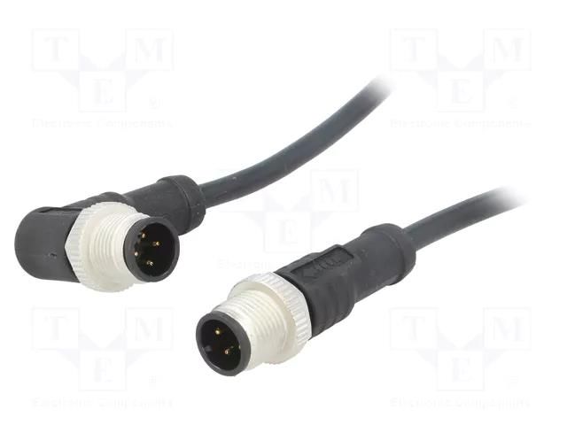 Cable: for sensors/automation; plug; PIN: 4; 1m; Insulation: PVC AMPHENOL LTW M12A04ML12AMRSD001