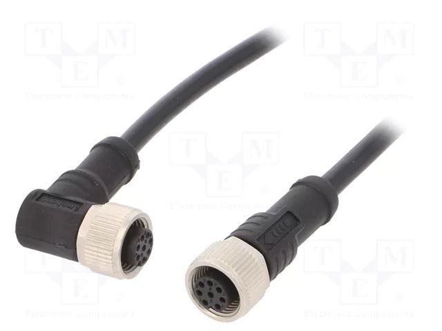 Cable: for sensors/automation; PIN: 8; with metal nut; plug; 30V AMPHENOL LTW M12A08FL12AFRSD001