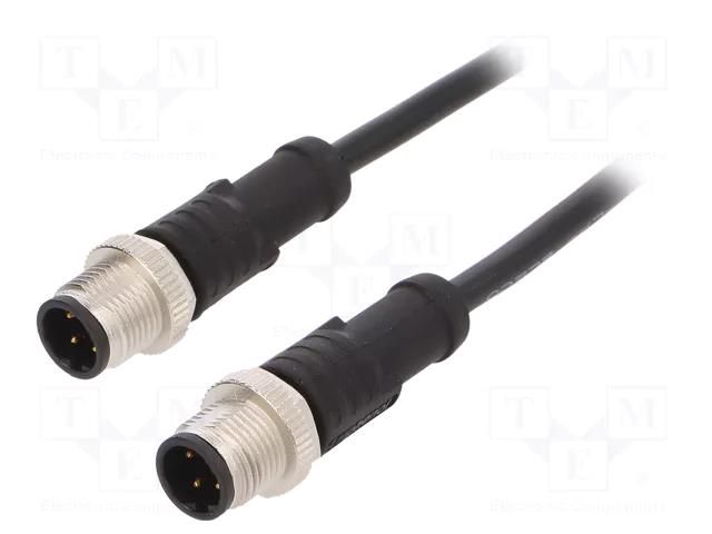 Cable: for sensors/automation; plug; PIN: 4; M12 male,both sides AMPHENOL LTW M12D04ML12DMLSD001