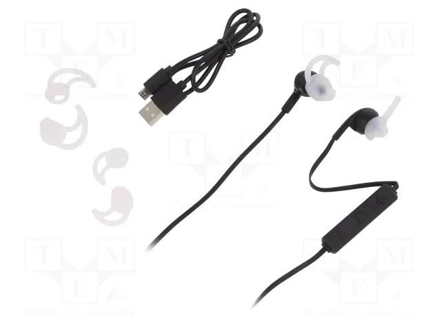 Wireless headphones with microphone; black; USB,USB micro; 10m QOLTEC QOLTEC-50820