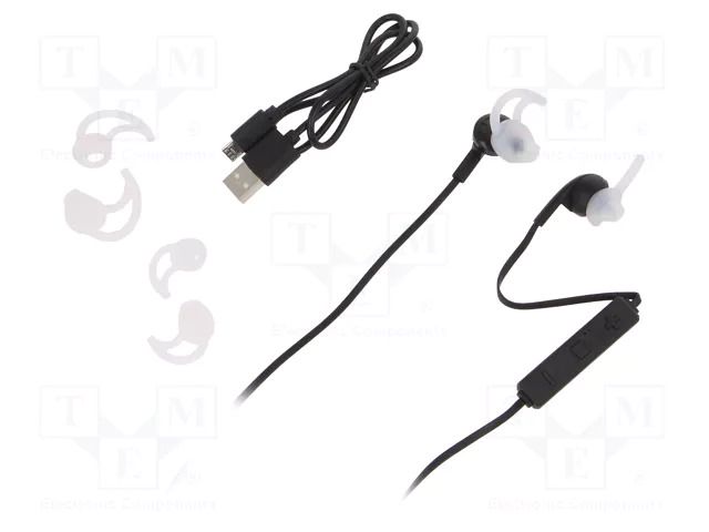 Wireless headphones with microphone; black; USB,USB micro; 10m QOLTEC QOLTEC-50820