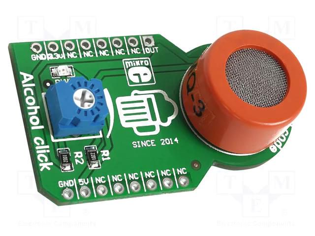 Click board; prototype board; Comp: MQ-3; alcohol sensor; 5VDC MIKROE MIKROE-1586