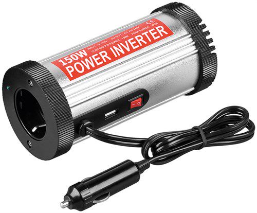 Car Voltage Converter DC/AC (12 V - 230 V/150 W) USB, black-silver - converts 12 V DC to 230 V AC 67921