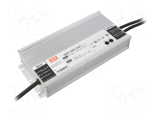 Power supply: switching; to work in difficult conditions; 480W MEAN WELL HEP-480-24A
