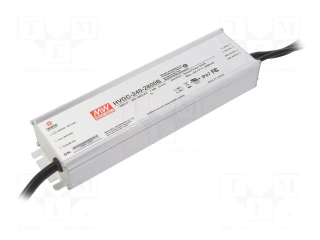 Power supply: switching; LED; 240W; 42.9÷85.7VDC; 2800mA; IP67 MEAN WELL HVGC-240-2800B