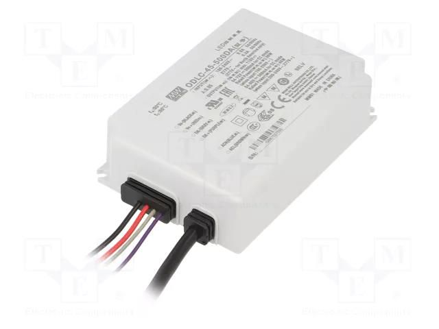 Power supply: switching; LED; 45W; 54÷90VDC; 500mA; 90÷295VAC; IP67 MEAN WELL ODLC-45-500DA