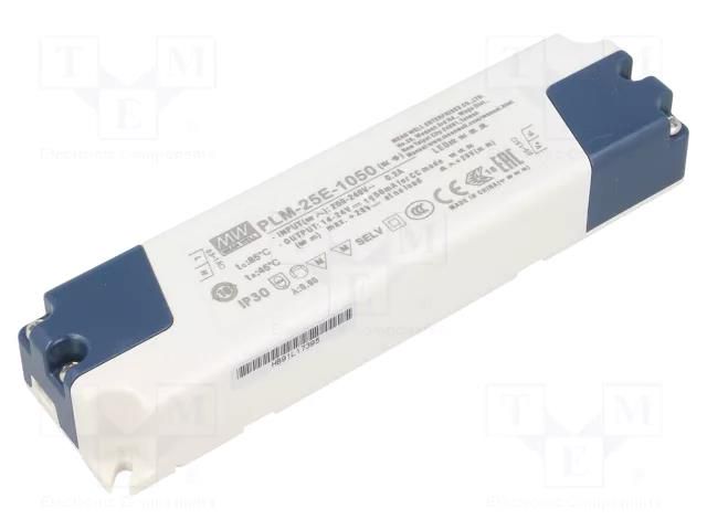 Power supply: switching; LED; 25.2W; 14÷24VDC; 1050mA; 180÷295VAC MEAN WELL PLM-25E-1050