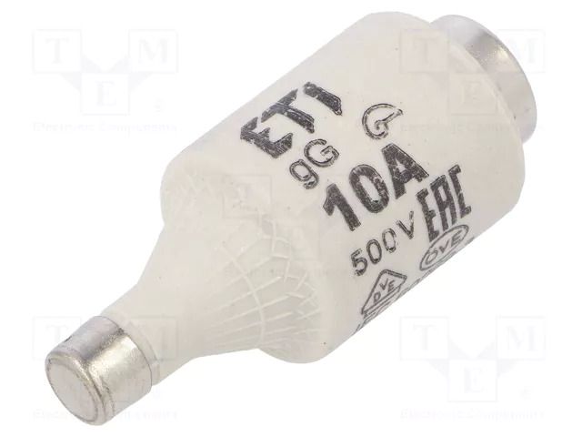 Fuse: fuse; 10A; 500VAC; 250VDC; gG; ceramic; DII; D ETI POLAM 002312404