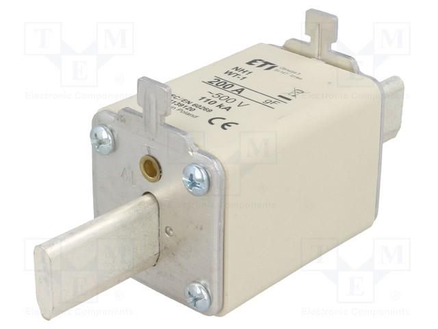 Fuse: fuse; 200A; 500VAC; quick blow; ceramic,industrial; NH1 ETI POLAM 004139120