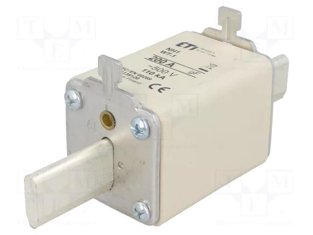 Fuse: fuse; 200A; 500VAC; quick blow; ceramic,industrial; NH1 ETI POLAM 004139120