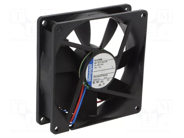 Fan: DC; axial; 24VDC; 92x92x25mm; 102m3/h; 39dBA; slide; 3250rpm EBM-PAPST 3414NGHH