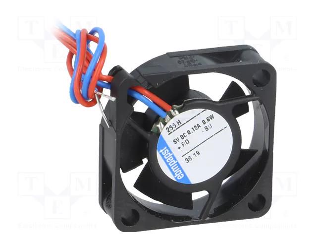 Fan: DC; axial; 5VDC; 25x25x8mm; 4.42m3/h; 23dBA; rolling; 12000rpm EBM-PAPST 255H