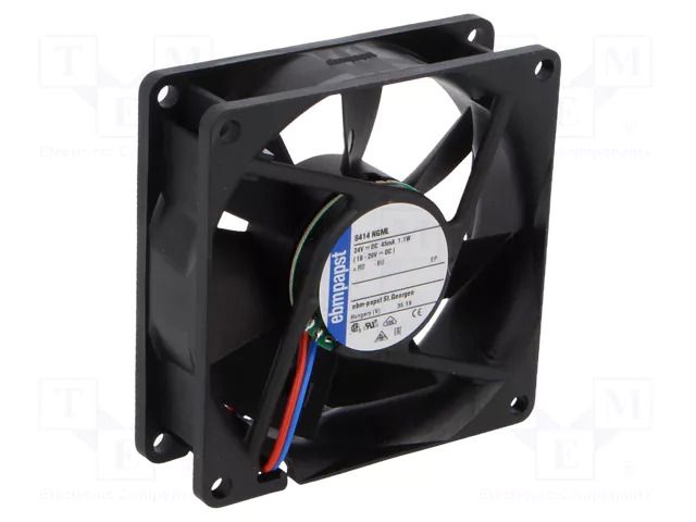 Fan: DC; axial; 24VDC; 80x80x25mm; 45m3/h; 19dBA; slide; 2500rpm EBM-PAPST 8414NGML
